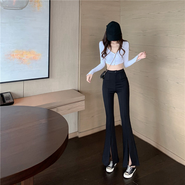 Mustad naiste lõhikutega Charlestoni püksid