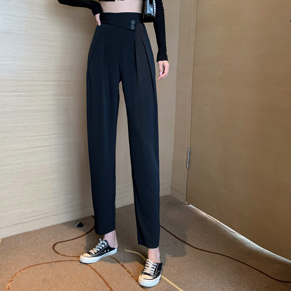 Naiste aktuaalsed püksid – lai kõrge vöökohaga mudel