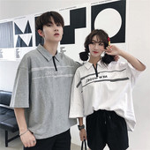 Nyári unisex póló gallérral és cipzárral