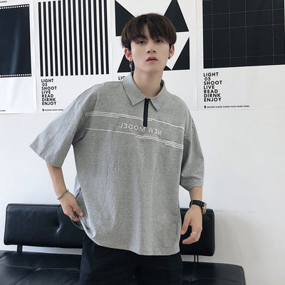 Nyári unisex póló gallérral és cipzárral