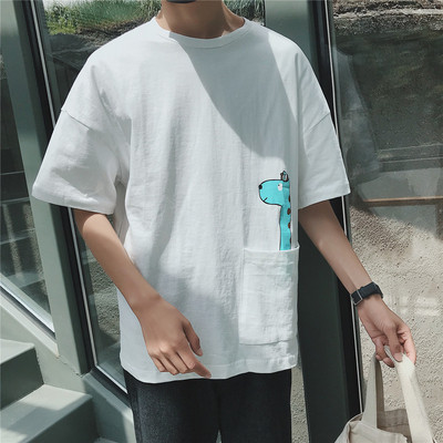 Casual μπλουζάκι με τσέπη και πολύχρωμο απλικέ