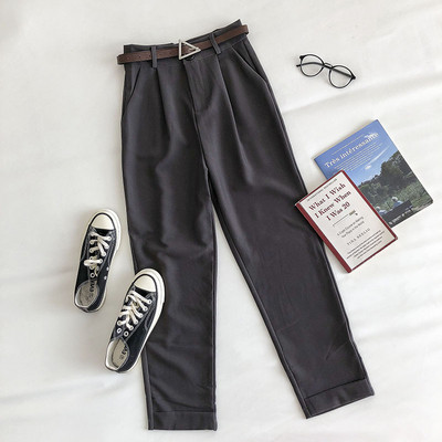 Stiilsed naiste püksid vöö ja kõrge vöökohaga