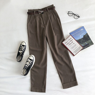 Stiilsed naiste püksid vöö ja kõrge vöökohaga