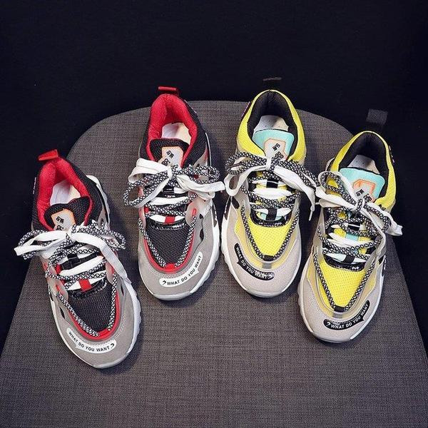 Πολύχρωμα γυναικεία αθλητικά παπούτσια με πλέγμα