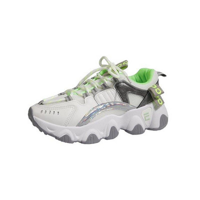 Női tornacipő magas talppal, színes fűzőkkel