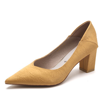 Naiste jalanõud mitmes värvitoonis paksu kontsaga teravatipuline mudel