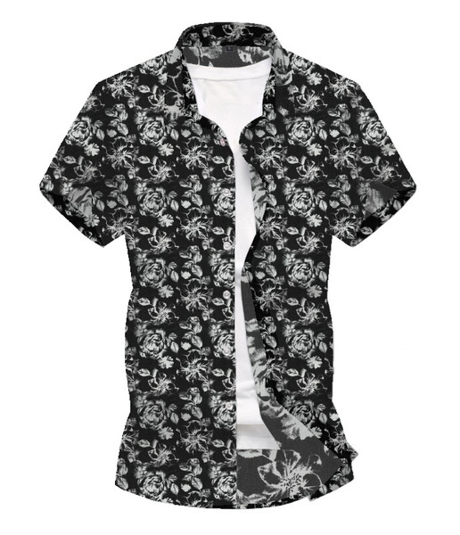 Ανδρικό casual πουκάμισο με κοντά μανίκια και μοτίβο