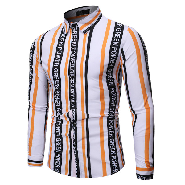 Stiilne meeste triibuline kirjadega särk