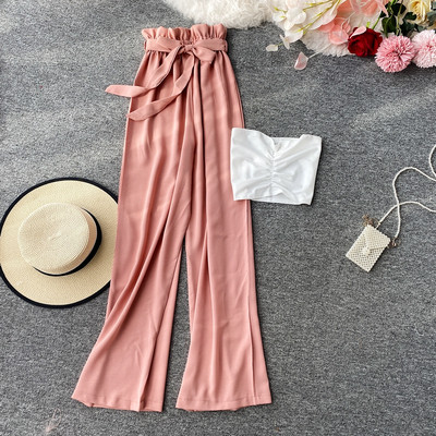 Γυναικείο παντελόνι με ψηλή μέση και ζώνη