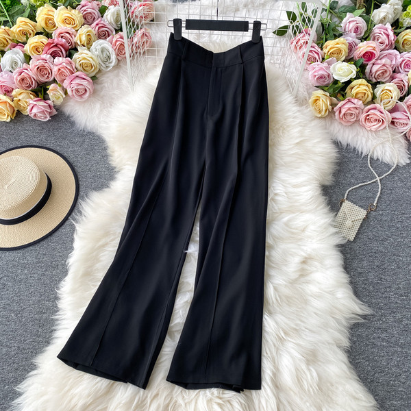 Divatos női széles nadrág, magas derékkal