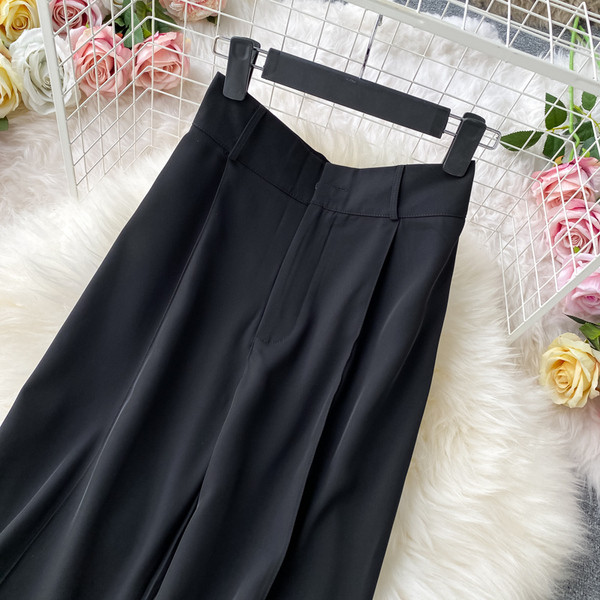 Divatos női széles nadrág, magas derékkal