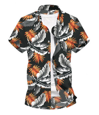 Ανδρικό μοντέρνο πουκάμισο με λουλουδάτο μοτίβο με κλασικό γιακά