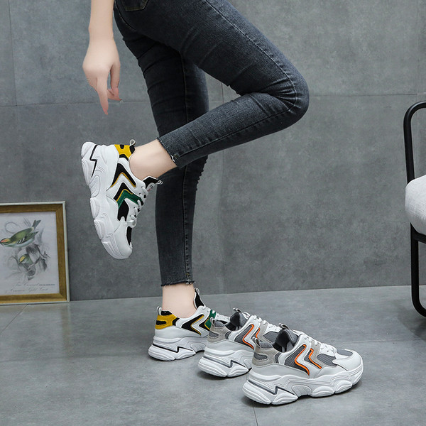 Γυναικεία casual αθλητικά παπούτσια με κορδόνια και επίπεδη σόλα