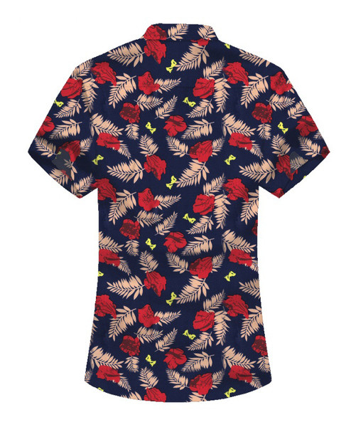 Ανδρικό casual πουκάμισο με λουλουδάτο μοτίβο και κλασικό γιακά