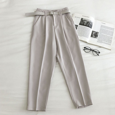 Γυναικείο μοντέρνο παντελόνι με ζώνη - ψηλή μέση