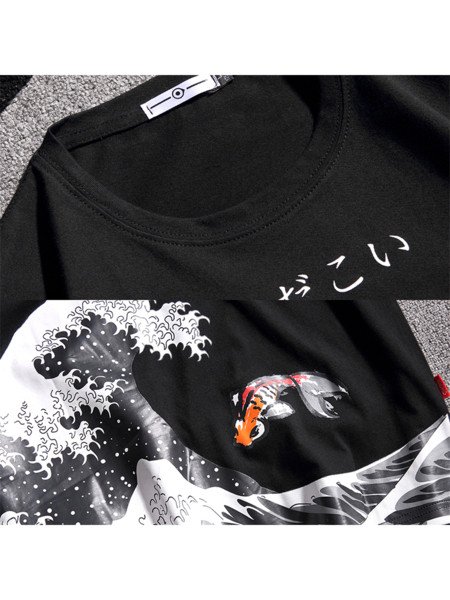 Alkalmi férfi póló ovális nyakkivágással és mintával