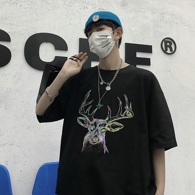 Φαρδύ μοντέλο καλοκαιρινό μπλουζάκι με χρώμα απλικέ