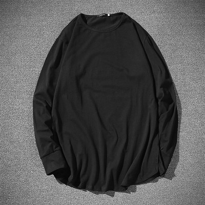 Sima férfi blúz ovális nyakkivágással és hosszú ujjal