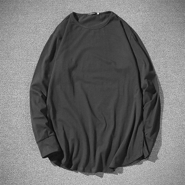 Sima férfi blúz ovális nyakkivágással és hosszú ujjal