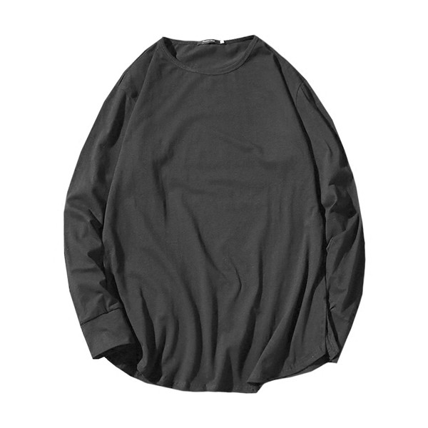 Sima férfi blúz ovális nyakkivágással és hosszú ujjal