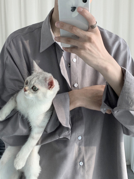 Férfi ing széles modell klasszikus gallérral és hosszú ujjal