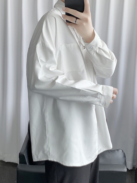 Férfi ing széles modell klasszikus gallérral és hosszú ujjal