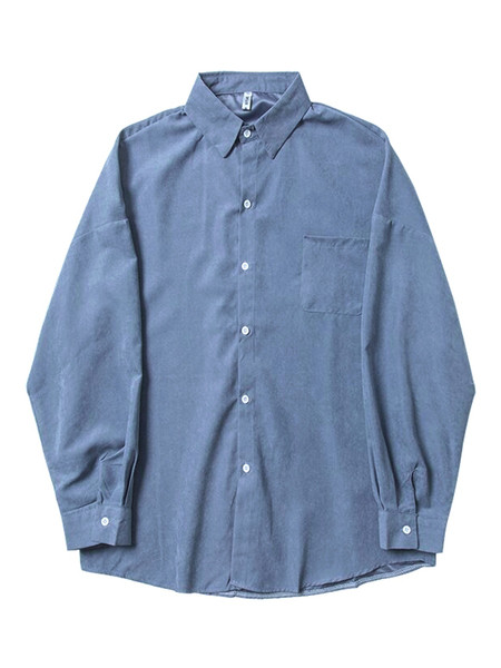 Férfi ing széles modell klasszikus gallérral és hosszú ujjal