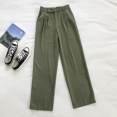 Casual γυναικείο παντελόνι με ψηλή μέση και τσέπη