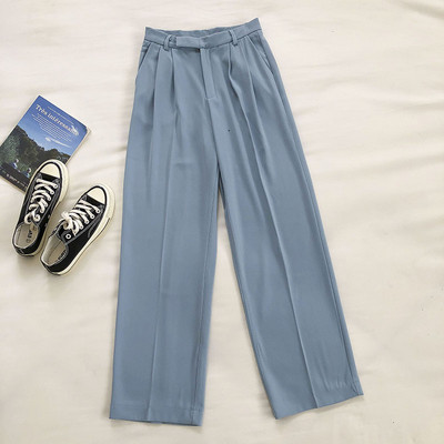 Casual γυναικείο παντελόνι με ψηλή μέση και τσέπη