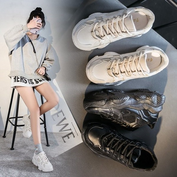 Γυναικεία έκο δερμάτινα  παπούτσια με τραχιά σόλα