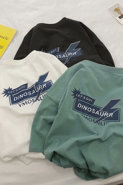 Lai 3/4 varrukate ja kirjadega suvine T-särk