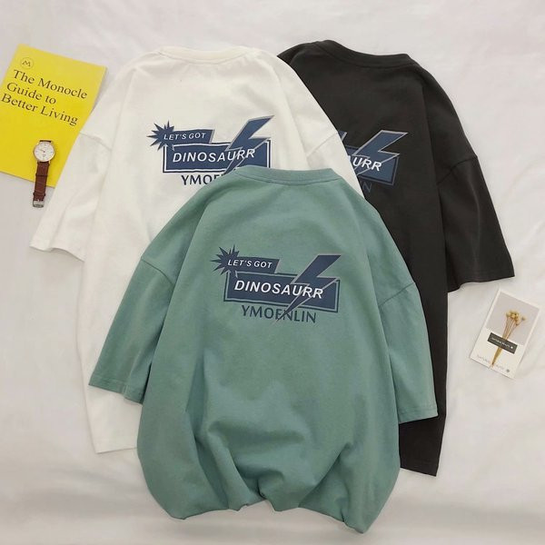 Lai 3/4 varrukate ja kirjadega suvine T-särk