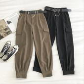 Μοντέρνα γυναικεία παντελόνια με ψηλή μέση και ζώνη