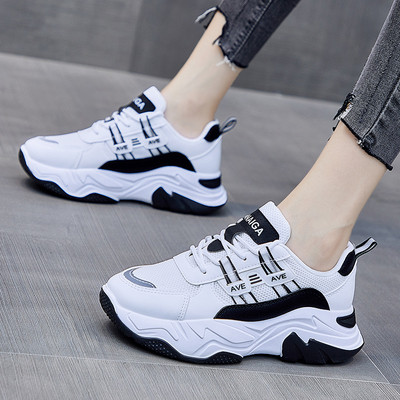 Γυναικεία casual αθλητικά παπούτσια με ψηλή τραχιά σόλα και κορδόνια