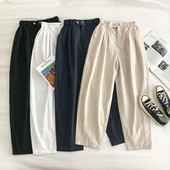 Γυναικείο παντελόνι με ψηλή μέση και κουμπιά - φαρδύ μοντέλο