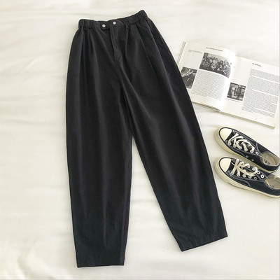 Γυναικείο παντελόνι με ψηλή μέση και κουμπιά - φαρδύ μοντέλο