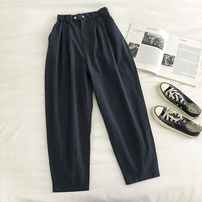 Γυναικείο παντελόνι με ψηλή μέση και κουμπιά - φαρδύ μοντέλο