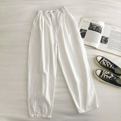 Γυναικείο παντελόνι με ψηλή μέση και κουμπιά - φαρδύ μοντέλο