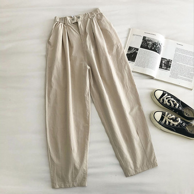 Γυναικείο παντελόνι με ψηλή μέση και κουμπιά - φαρδύ μοντέλο