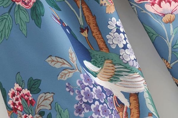 Virágmintás széles modell női nadrág - magas derék