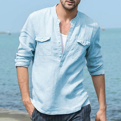 Ανδρικό κομψό πουκάμισο κλασικό μοντέλο με ντεκολτέ 