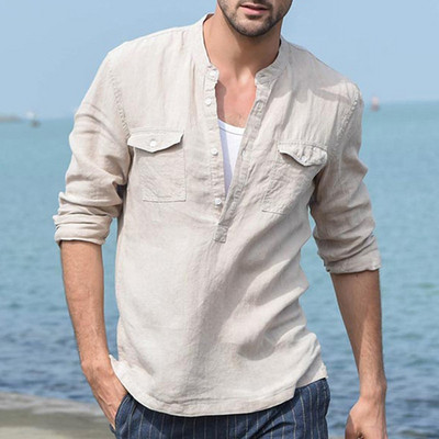 Ανδρικό κομψό πουκάμισο κλασικό μοντέλο με ντεκολτέ 