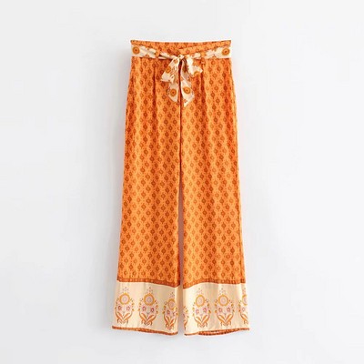 Φαρδύ μοντέλο γυναικείο παντελόνι με υψηλή μέση και ζώνη