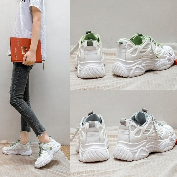 Ženske bijele tenisice s grubim đonom