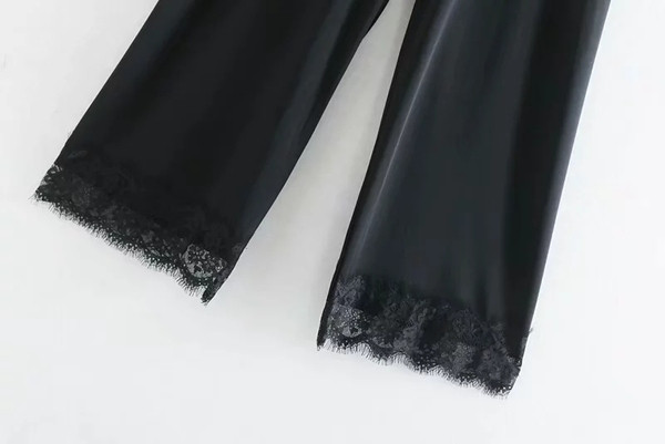 Női nadrág magas derékkal és csipkével - két modell