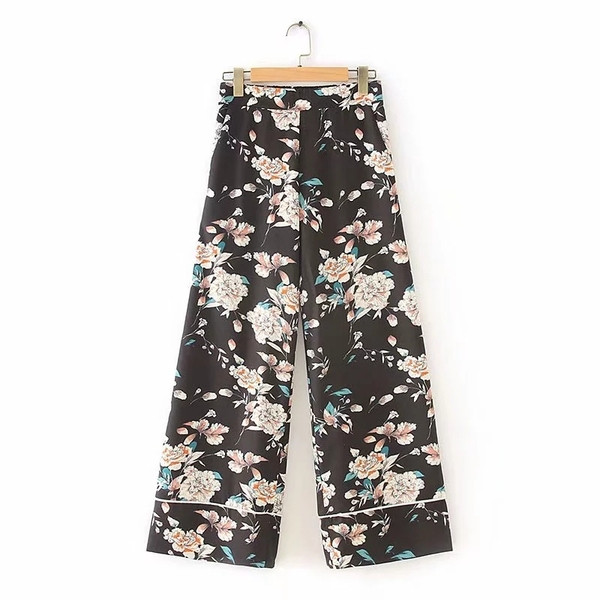 Lillemustri ja kõrge vöökohaga naiste püksid - lai mudel