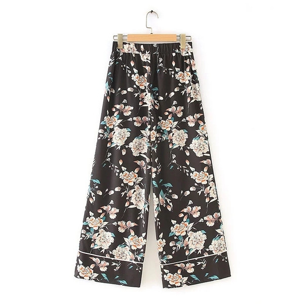 Lillemustri ja kõrge vöökohaga naiste püksid - lai mudel