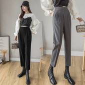 Casual γυναικείο παντελόνι με ψηλή μέση - μήκος 9/10