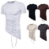 Vabaaja meeste pluusi asümmeetriline mudel lipsude ja ovaalse kaelusega