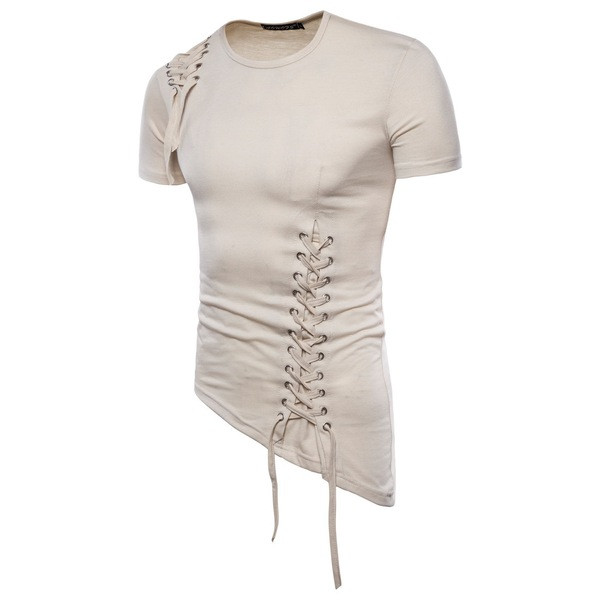 Vabaaja meeste pluusi asümmeetriline mudel lipsude ja ovaalse kaelusega